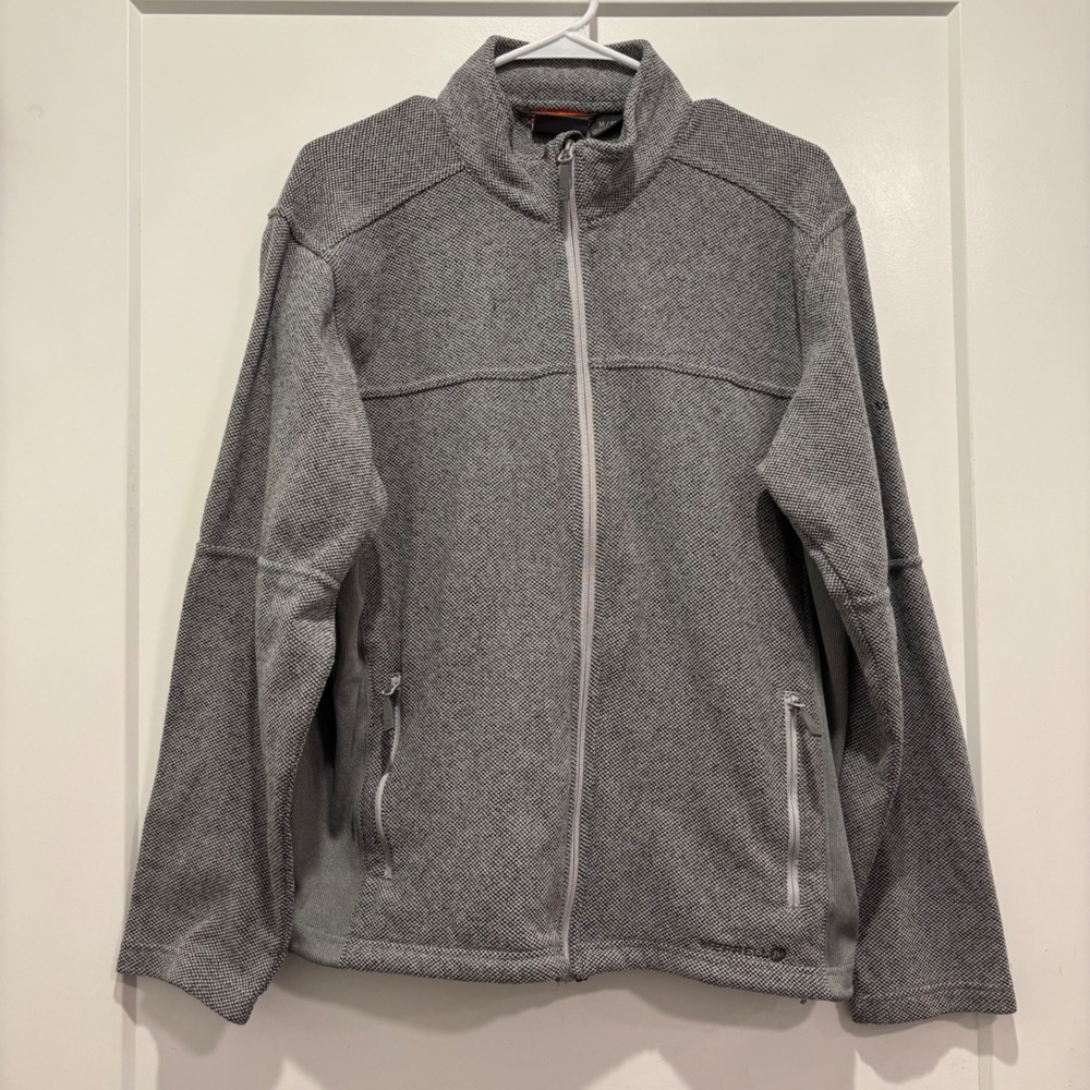 Merrell Mens Select Regulate Full Zip Knit Jacket Gray Mock Neck Size Medium